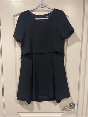 Madewell Black Layered Short Sleeve Dress